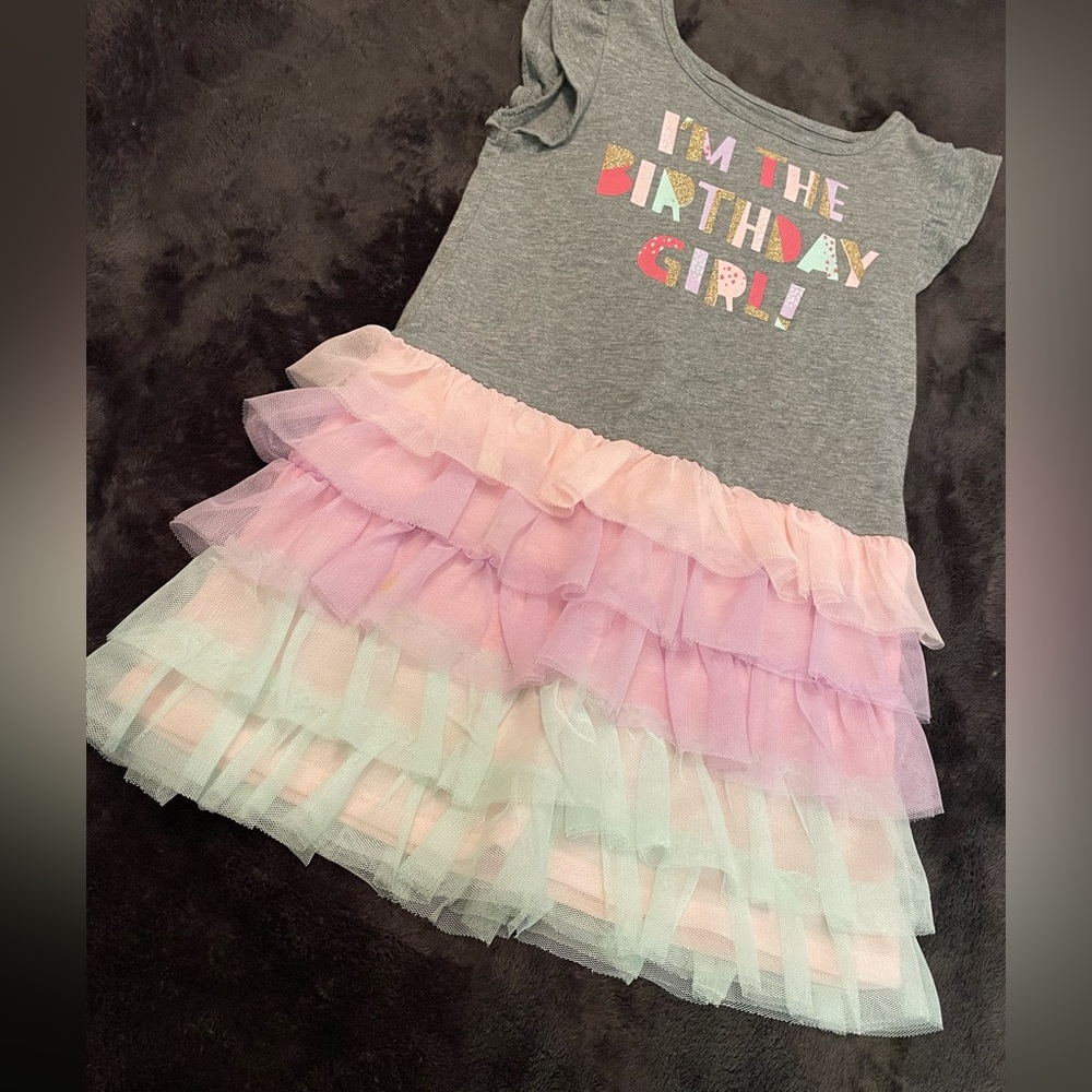 “I’m the Birthday Girl” Epic Threads multi-colored 5-tiered dress-EUC-Size 4T